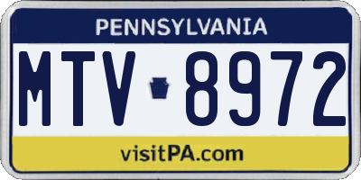 PA license plate MTV8972