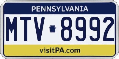 PA license plate MTV8992
