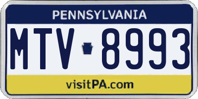 PA license plate MTV8993