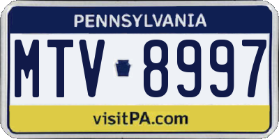 PA license plate MTV8997