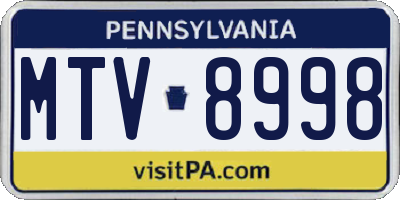 PA license plate MTV8998