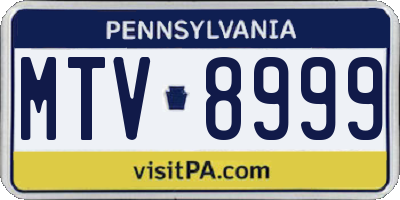 PA license plate MTV8999