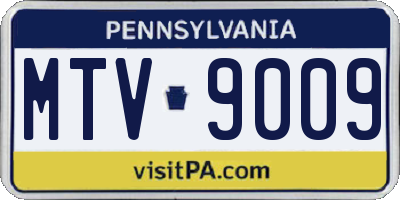 PA license plate MTV9009