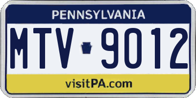 PA license plate MTV9012