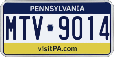 PA license plate MTV9014