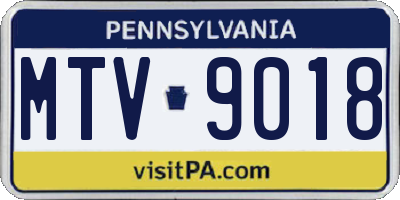 PA license plate MTV9018