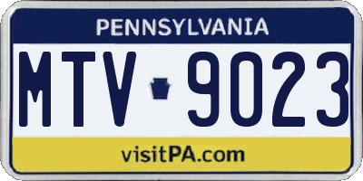 PA license plate MTV9023