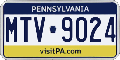 PA license plate MTV9024