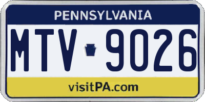 PA license plate MTV9026