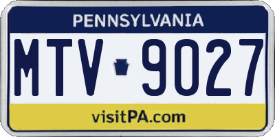 PA license plate MTV9027