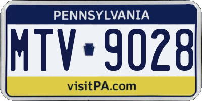 PA license plate MTV9028