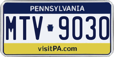 PA license plate MTV9030