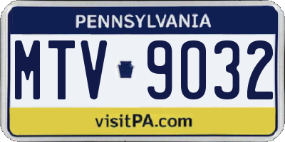 PA license plate MTV9032