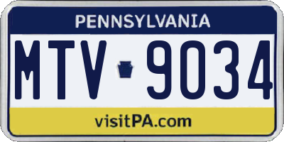 PA license plate MTV9034