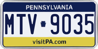 PA license plate MTV9035