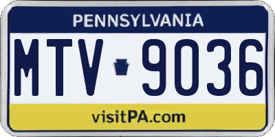 PA license plate MTV9036