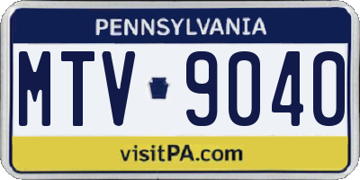 PA license plate MTV9040