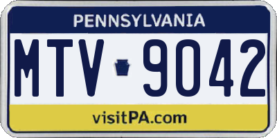 PA license plate MTV9042