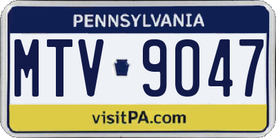 PA license plate MTV9047