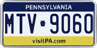 PA license plate MTV9060