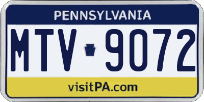 PA license plate MTV9072