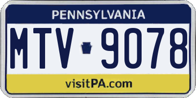 PA license plate MTV9078