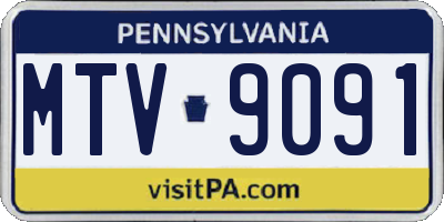 PA license plate MTV9091