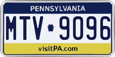 PA license plate MTV9096