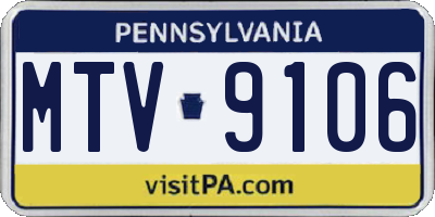 PA license plate MTV9106