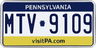 PA license plate MTV9109