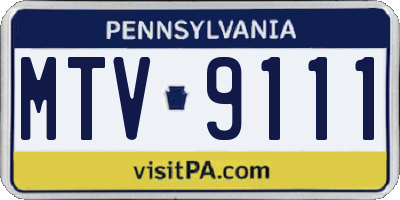 PA license plate MTV9111