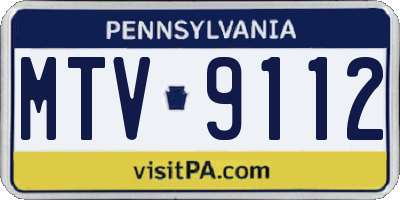 PA license plate MTV9112