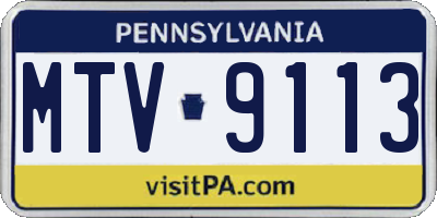 PA license plate MTV9113