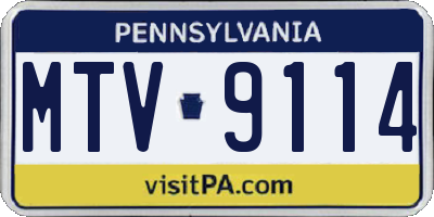 PA license plate MTV9114