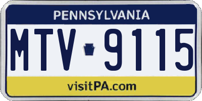 PA license plate MTV9115