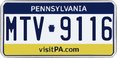 PA license plate MTV9116