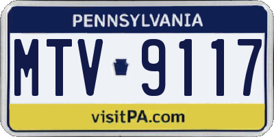 PA license plate MTV9117