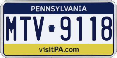 PA license plate MTV9118