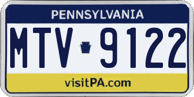 PA license plate MTV9122