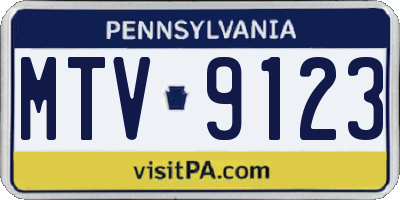 PA license plate MTV9123