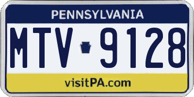 PA license plate MTV9128