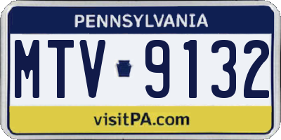 PA license plate MTV9132