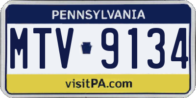 PA license plate MTV9134