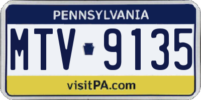 PA license plate MTV9135