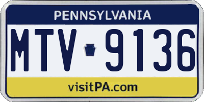 PA license plate MTV9136