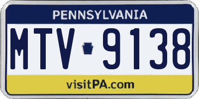 PA license plate MTV9138