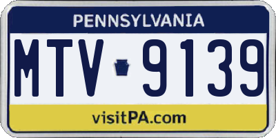 PA license plate MTV9139