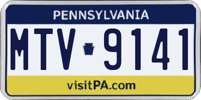 PA license plate MTV9141