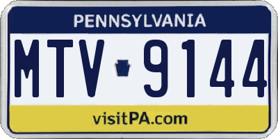 PA license plate MTV9144