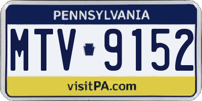 PA license plate MTV9152